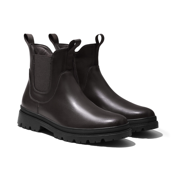 Men's  Vegan Leather Chelsea Boots - DARK BROWN - 3